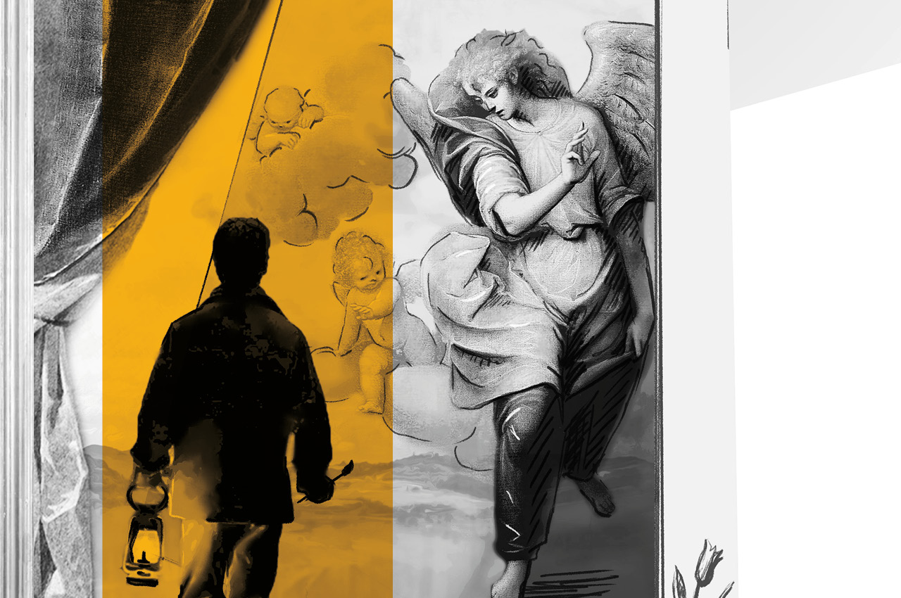 Ritratto d'artista con angelo